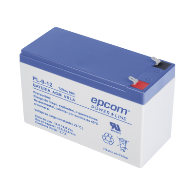Batería 12 Vcc / 9 Ah / UL / Tecnología AGM-VRLA / Para uso en equipo electrónico Alarmas de intrusión / Incendio/ Control de acceso / Video Vigilancia / Terminales F1 / Cargador recomendado CHR-80. | PL912