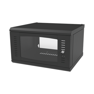 Gabinete para Montaje en Pared, con Puerta de Cristal Templado, Cuerpo Fijo, con 6 Unidades de Rack, de 19in, Fabricado en Acero | SR-1906-GFP