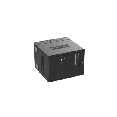 Gabinete PanZone de Montaje en Pared, de 19in, Puerta con Ventana de Seguridad, 9 UR, 635mm de Profundidad, Color Negro | PZWMC9W