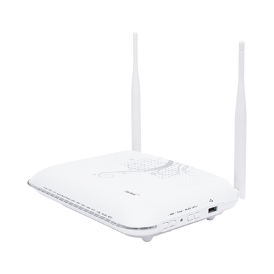 ONU GPON con 4 puertos Gigabit Ethernet + 2 POTS + 1 USB + 1 CATV (RF) + WiFi 2.4 GHz, conector SC/APC | HG6244C