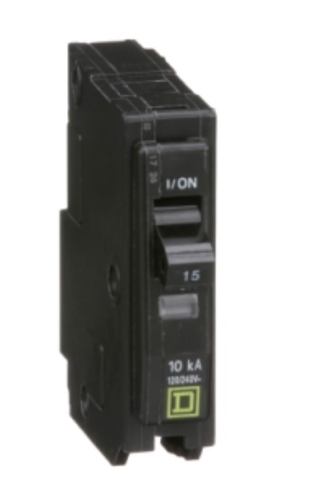 SSMELE Interruptor termomagnético mini Square D de 1 polo, 15A, 10kA, 120/240V, enchufable Mod: QO115