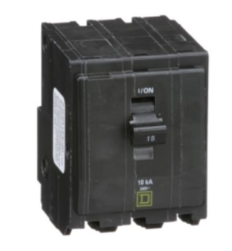 SSMELE Interruptor termomagnético mini Square D de 3 polos, 15A, 10kA, 120/240V, enchufable Mod: QO315