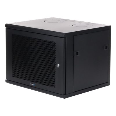 Gabinete Linkedpro de Montaje en Pared, de 19in, Puerta Perforada, 6 UR, 340 mm de Profundidad, Color Negro | LW-06-05-06-UB