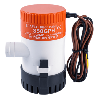 Bomba de Achique Sumergible SEAFLO SFBP1-G35-01 / 350 GPH (1,325 LPH) / 12V CD / No Automática / Protección Anti-Aire / Sellos Herméticos / Cableado Marino / Base de Filtro Removible | SFBP1-G35-01