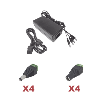 Kit con fuente EPCOM POWER LINE con salida de 12 Vcc a 5 Amper con 4 salidas / Incluye conectores JR52 y JR53 | K2PLK12DC4CH
