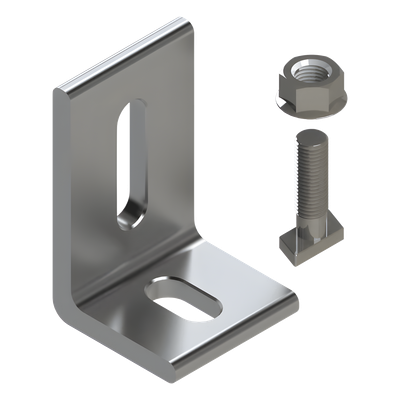 Herraje en L / L Foot / Fijación al Suelo / Aluminio Serie 6000 / Acero Inoxidable / Compatible con N Rail 4.72 / Techos Planos e Inclinados | N00002
