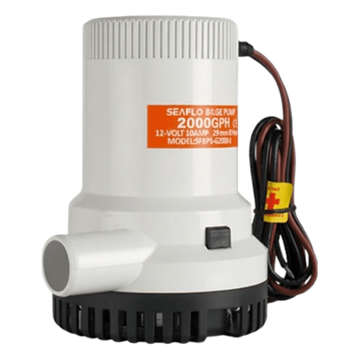 Bomba de Achique Sumergible SEAFLO SFBP1-G2000-01 / 2,000 GPH (7,571 LPH) / 12V CD / Eje de Acero Inoxidable / Operación en Seco / Protección Anti-Aire / Sellos Herméticos / Cableado Marino / CE, RoHS, ISO 8849 | SFBP1-G2000-01
