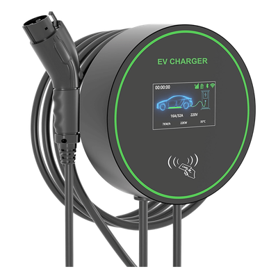 Estación de Carga para Vehículos Eléctricos / 48 A / 11.5 kW / Conector Tipo 1 (SAE J1772) / 220-250 V Monofásico / Pantalla LCD 4.3 in (10.9 cm) / Cable TPU 5 m (16.4 ft) / Plug and Play / APP Móvil / RFID / Carcasa Aluminio y UL94-V0 | S01US48A