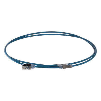 Patch Cord Cat6A, Diametro Reducido 28 AWG, Blindado S/FTP, CM/LS0H, 2 Metros (6.56 Pies), Color Azul | STP28X2MBU
