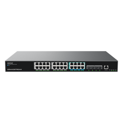 Switch PoE Multigigabit Capa 3 / 24 Puertos Ethernet PoE (16x 1G, 8x 2.5G)/ 4 Puertos SFP+ / PoE++ Dinámico / IPv6 e IPv4 / VLAN Avanzada / QoS / Stacking hasta 4 Dispositivos / Administración Web y CLI | GWN7822P