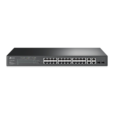 Switch PoE+ JetStream SDN Administrable 24 puertos 10/100 Mbps + 2 puertos 10/100/1000 Mbps (Uplink) + 2 puertos SFP (combo 2 RJ45 10/100/1000 Mbps), 250W, administración centralizada OMADA SDN | TL-SL2428P
