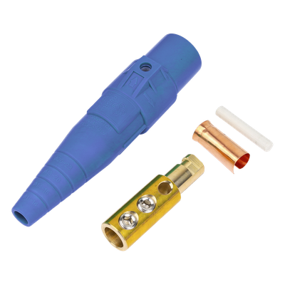 Conector Camlock Macho / 400 Amperes / 600V AC / Sección Cable 50-95 mm² / Abrazadera Compresión / Plástico Ingeniería / Múltiples Colores | EP-CAMLOCK-400A-M-BLUE