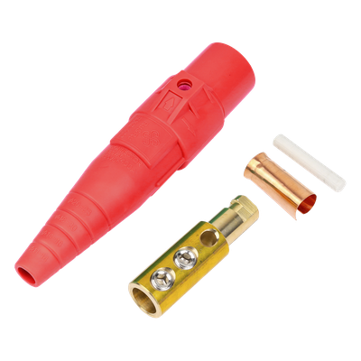 Conector Camlock Macho / 400 Amperes / 600V AC / Sección Cable 50-95 mm² / Compresión por Abrazadera / Plástico Ingeniería / Varios Colores | EP-CAMLOCK-400A-M-RED