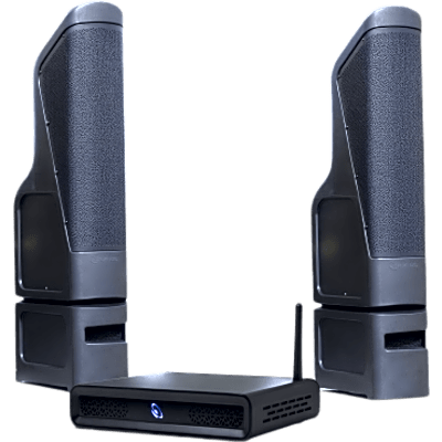 Kit TruAudio | Amplificador D2T 2 Canales 100W | 2 Torres Line Array Exterior TT10 200W RMS | HDMI eARC + Bluetooth 5.3 | IP56 | D2T/2TT10