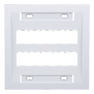 Placa de Pared Vertical / 10 Puertos Mini-Com / ABS / 4.5 x 4.5 pulg. / Blanco | CFPE10WH-2GY