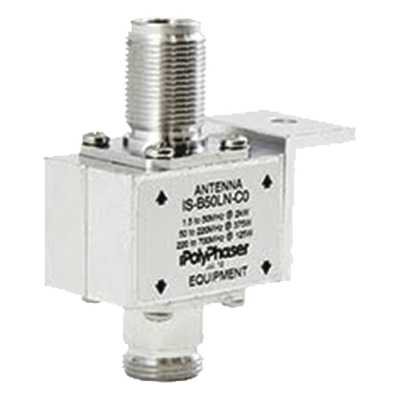Protector Coaxial RF / 10-1000 MHz / 50 Ω / N Hembra / Bloqueo DC / 20 kA / Mampara | IS-B50LN-C0