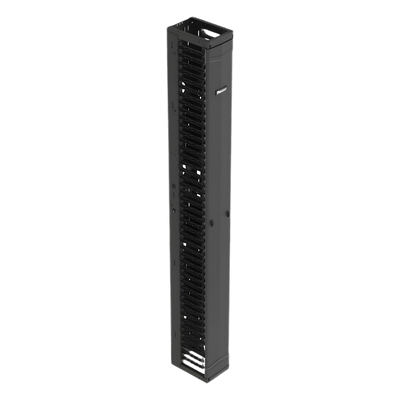 Organizador Vertical de Cables / Alta Densidad / 45 U / Ancho 8 in / Diseño Simple Frontal / ABS y Acero / Negro | PR2VFD08