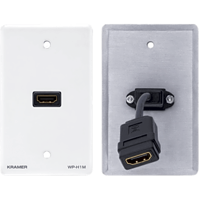 Placa de Pared HDMI Pasiva / Conexión Frontal y Trasera / Cable Plano Flexible / Formato US / Blanco | WP-H1M(WP-HDMI1M)/US(W)
