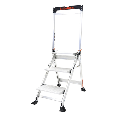 Escalera de Tijera / 3 Peldaños Jumbo / Altura 0.67 m (2.2 ft) / Capacidad 170 kg (375 lbs) / Barra Anti-caídas / Almohadillas Antideslizantes | JUMBO-STEP-3WHR