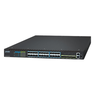 Switch Gestionado Capa 3 / Puertos 100G QSFP28 / 25G SFP28 / 10G SFP+ / Conmutación Non-Blocking 1520 Gbps / Apilado 10 Unidades / ERPS G.8032 / Fuente Redundante Hot-Swap | XGS-6350-16X8Y4C