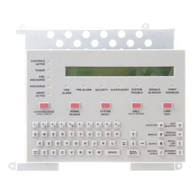 Teclado LCD para Panel de Incendio / Pantalla Retroiluminada 80 Caracteres / Teclado QWERTY / 12 LEDs de Estado / Español / Serie ONYX | KDM-R2-SP