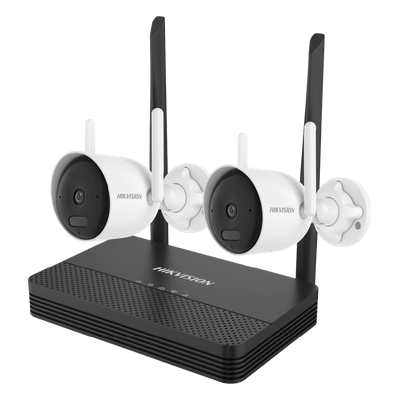 Kit de Videovigilancia IP Inalámbrico / 4 Megapixel / NVS 4 Canales / 2 Cámaras Bala Exterior / Dual Light 30 m (98.4 ft) / Audio Bidireccional / Wi-Fi 2.4 GHz / Micro SD 512 GB | NKS424WBH