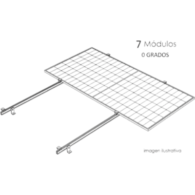 Sistema de Montaje Solar / Techo Plano / 1 Módulo / Viento 140 km/h / Inclinación 15° / Área 4 m² | KITBASEL1X7A0