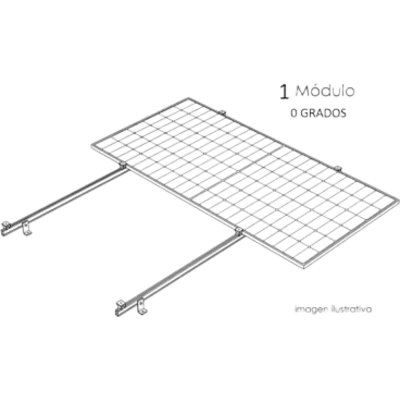 Sistema de Montaje Solar / Techo Plano / 1 Módulo / Inclinación 15° / Resistencia Viento 140 km/h / Área 4 m² (43.1 ft²) | KITBASEL1X1A0