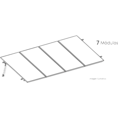 Estructura de Montaje Fotovoltaico / Losa Plana / Viento 170 km/h / Inclinación 10° / Rieles E-O 3.55 m (11.65 ft) / Rieles N-S 2.14 m (7.02 ft) / Altura 0.52 m (1.71 ft) / Área 10 m² / Módulos 645 W | KITBASEL1X7