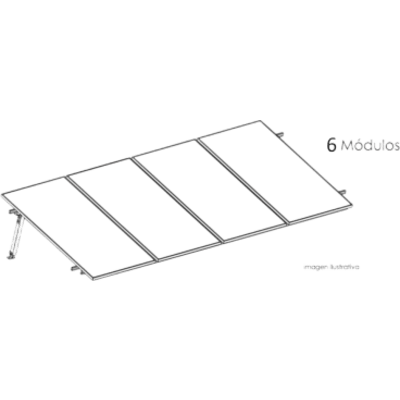 Estructura de Montaje Fotovoltaico / Losa Plana / Configuración 1x3 / Viento 170 km/h / Inclinación 10° / Rieles E-O 3.55 m (11.65 ft) / Rieles N-S 2.14 m (7.02 ft) / Altura 0.52 m (1.71 ft) / Área 10 m² / Módulos 645 | KITBASEL1X6