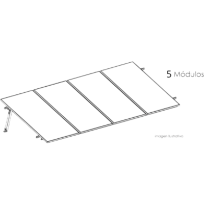 Estructura de Montaje Fotovoltaico / Losa Plana / Configuración 1x3 / Viento 170 km/h / Inclinación 10° / Rieles E-O 3.55 m (11.65 ft) / Rieles N-S 2.14 m (7.02 ft) / Altura 0.52 m (1.71 ft) / Área 10 m² / Módulos 645 | KITBASEL1X5