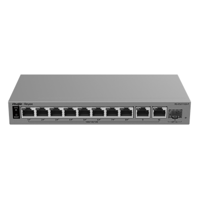 Switch PoE Gigabit Smart Cloud-Managed / 11 Puertos / 8 Puertos PoE+ 120 W / 1 Puerto SFP Uplink / Capa 2 / Sin Ventilador / Protección 6 kV | RG-ES211GS-P