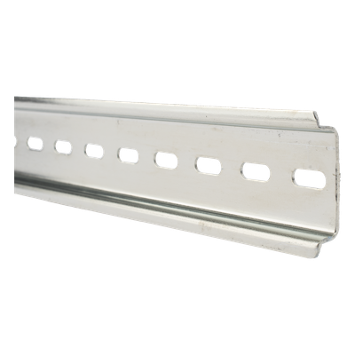 Riel DIN Estándar / 35 mm / 25 cm (9.84 ft) de Longitud / Acero Cromado Zinc / Ranura Central / Paquete de 4 | PSTRD0.25M