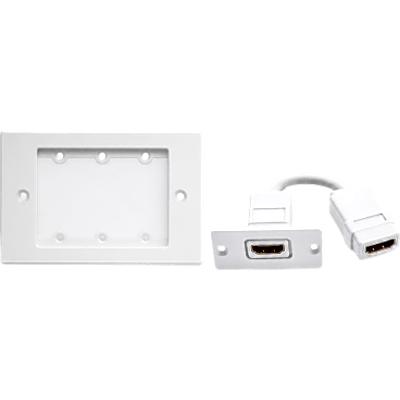 Kit Wall Plate HDMI | Frame 1 Gang METAL Versión USA | Inserción HDMI Espacio Simple | Incluye Inserciones en y Tornillos | Blanco | FRAME1G/WH(W)
