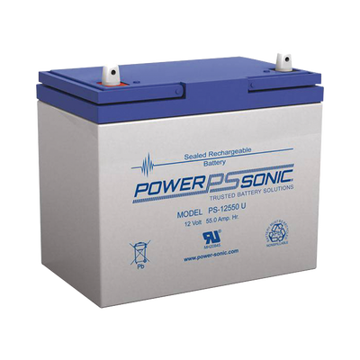 Batería 12V, 55AH, Para Respaldo, Tecnologías AGM/VRLA, 5 Años Vida Útil, Terminales U, Reconocida UL | PS-12550U