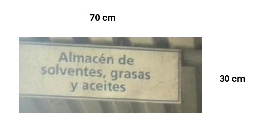 SSMART CARTEL LEYENDA ALMACEN DE SOLVENTES GRASAS Y ACEITES MED: 70X30CM