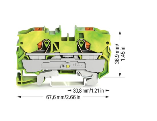 SSMELE 2210-1207 Borna de tierra para 2 conductores; con tecla; 10 mm²; con orificio de prueba;