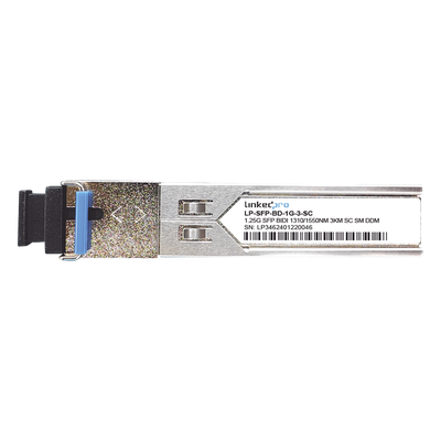 Transceptor SFP Bidireccional / 1.25 Gbps / Monomodo / Alcance 3 km (9842.5 ft) / Conector SC/UPC Simplex / DDM / Hot-Pluggable / 2 Piezas | LP-SFP-BD-1G-3-SC