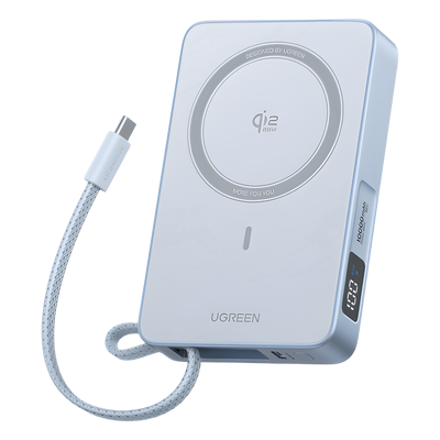 Banco de Energía Magnético Inalámbrico / 10000 mAh 36 Wh / Carga Rápida 30 W PD3.0/PPS/UFCS / Qi 2.2 25 W MPP / Cable USB-C Integrado 60 W / 254 g | 65958B