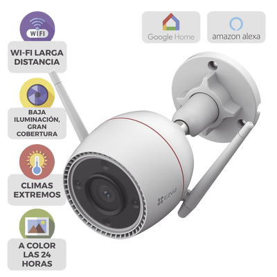 Cámara Bala IP / 5 Megapixel (3K) / Wi-Fi 2.4 GHz / IR 30 m (98.4 ft) / Visión Nocturna Color / IP67 / Audio Bidireccional / Alarma Luz y Sirena | CSH3C/3K