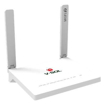 ONU GPON/EPON con Wi-Fi 7 / 1 Puerto 2.5 Gbps / 3 Puertos Gigabit / Puerto PON SC/UPC / Hasta 3600 Mbps | V2804BE36-H
