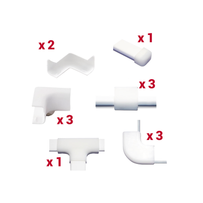 Kit de Accesorios para Canaleta / 13 Piezas / Esquineros, Uniones, Secciones L y T / PVC Rígido / Sin Herramientas | TMK-0812-ACC