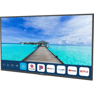 SmartTV para Exteriores / 55" 4K UHD / 500 nits / Sol Parcial / webOS / IP54 / -30°C a 50°C / Soporte de Pared Inclinado | NT553
