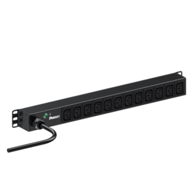 PDU Básica Horizontal / 12 Contactos C13 / 20A / 1U / 3.3 kVA / Entrada NEMA L6-20P / Cable 3 m (9.84 ft) | E12B46M