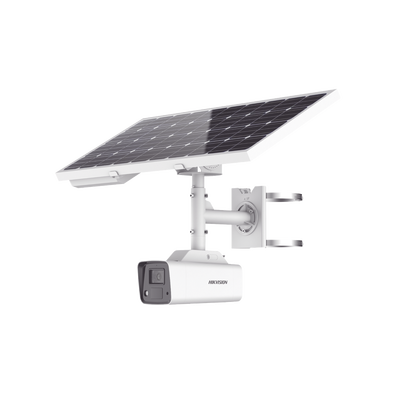 Kit Solar IP All in One / Cámara Bala ColorVu 4 Megapixel / Lente 4 mm / Panel Solar / Batería de Respaldo de Litio 23.2Ah (Hasta 24 Días) / Conexión 4G / Accesorios de Instalación | DS-2XS2T47G1-LDH/4G/C18S40
