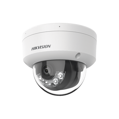 [Dual Light] Domo IP 6 Megapixel / Lente 2.8 mm / 30 mts IR + 30 mts Luz Blanca / Micrófono Integrado / Antivandálico IK08 / ACUSENSE Lite / Exterior IP67 / H.265 / PoE / ONVIF / Micro SD | DS-2CD1163G2-LIUF
