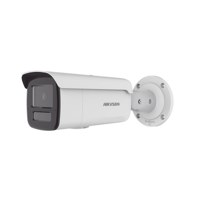 [Dual Light + 2 Micrófonos Integrados] Bala IP 2 Megapixel / Lente 4mm / 80 mts Luz Blanca + 80 mts IR / ACUSENSE / Exterior IP67 / IK10 / WDR 120 dB / PoE / ONVIF / Micro SD / Metal / ACUSEARCH | DS-2CD2T23G2-4LI2U