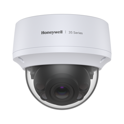Domo IP 8 Megapíxel / Lente Mot. 2.7 a 13.5 mm / 50 mts IR /  Ultra Baja Iluminación / NDAA / ONVIF / IP67 / IK10 /  IA (Filtro de Humanos y Vehiculos) / Merodeo / Conteo de Personas / PoE / Audio y Alarmas I/O / Serie 35 / Honeywell Securit | HC35W48R2