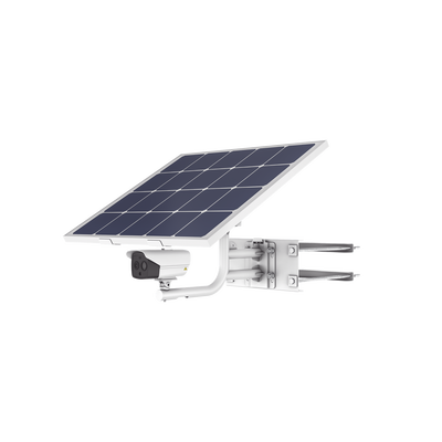 Kit Cámara Térmica Solar - Resolución 256 x 192 / Rango de temperatura -20°C a 150°C / Fusión de imagen bi-espectro / Alarma audible y estroboscópica / 4G LTE / Batería Lithium 360Wh / Panel solar 80W / IP | DS-2TXS2628-10P/QA/GLT/CH36S80(LA)
