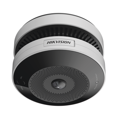 (HikFire) Mini Fisheye IP 4 Megapixel con Detector de Humo Puntual  / Autónomo / Entrada y Salida de Alarma / 15 mts IR / PoE / WDR 120 dB / Alarma de 85 dB / MicroSD 128GB / Compatible con Hik-Connect | HF-VS409